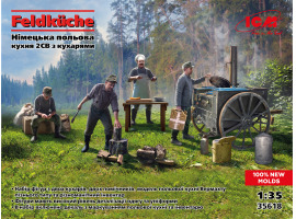 Збірна модель 1/35 Фігури Німецька польова кухня 2СВ з кухарями Feldküche ICM 35618 Збірна модель 1/35 Фігури Німецька польова кухня 2СВ з кухарями Feldküche ICM 35618