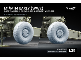 Набір коліс для гаубиці M1/M114 ранній (WW2) (звичайні та деформовані) від Bronco, Italeri ScaleX WW-35018C Набір коліс для гаубиці M1/M114 ранній (WW2) (звичайні та деформовані) від Bronco, Italeri ScaleX WW-35018C