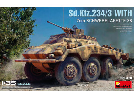 Збірна модель 1/35 Німецький бронеавтомобіль Sd.Kfz.234/3 з 2-см Schwebelafette 38 MiniArt 35431 Збірна модель 1/35 Німецький бронеавтомобіль Sd.Kfz.234/3 з 2-см Schwebelafette 38 MiniArt 35431