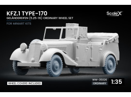 Набір коліс для Kfz.1 Type-170 VK Geländereifen (5.25-16) для Miniart ScaleX WW-35026 Набір коліс для Kfz.1 Type-170 VK Geländereifen (5.25-16) для Miniart ScaleX WW-35026