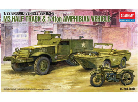 Збірна модель 1/72 Наземний транспорт, серія 6 "M3 Half Track & 1/4 ton amphibious vehicle" Academy 13408 Збірна модель 1/72 Наземний транспорт, серія 6 "M3 Half Track & 1/4 ton amphibious vehicle" Academy 13408