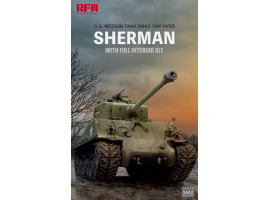 Збірна модель 1/35 Американський середній танк M4A3 76W HVSS Sherman з повним інтер’єром і робочими траками RFM RM-5042 Збірна модель 1/35 Американський середній танк M4A3 76W HVSS Sherman з повним інтер’єром і робочими траками RFM RM-5042