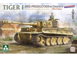 Збірна модель 1/35 Танк Tiger I Sd.Kfz.181 Pz.Kpfw.VI Ausf.E (Mid) з циммеритом + фігура Отто Каріуса Takom 2200 Збірна модель 1/35 Танк Tiger I Sd.Kfz.181 Pz.Kpfw.VI Ausf.E (Mid) з циммеритом + фігура Отто Каріуса Takom 2200