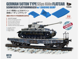 German heavy platform wagon 1/35 type SSyms with a load capacity of 50 tons & loading ramp T-Model TB002 German heavy platform wagon 1/35 type SSyms with a load capacity of 50 tons & loading ramp T-Model TB002