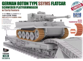 Німецька важка платформа-вагон 1/35 типу SSyms 80 т та гусениці для транспортування Тигр T-Model TB101 Німецька важка платформа-вагон 1/35 типу SSyms 80 т та гусениці для транспортування Тигр T-Model TB101