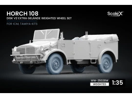 Набір коліс (з деформацією) Extra Gelände на диску v2 для Horch 108 від ICM, Tamiya ScaleX WW-35028W Набір коліс (з деформацією) Extra Gelände на диску v2 для Horch 108 від ICM, Tamiya ScaleX WW-35028W