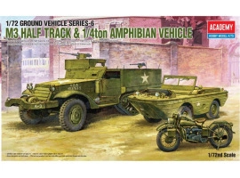 Збірна модель 1/72 Наземний транспорт, серія 6 "M3 Half Track & 1/4 ton amphibious vehicle" Academy 13408 Збірна модель 1/72 Наземний транспорт, серія 6 "M3 Half Track & 1/4 ton amphibious vehicle" Academy 13408
