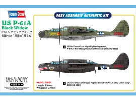 Збірна модель 1/72 Американський винищувач P-61A "Black Widow" HobbyBoss 87261 Збірна модель 1/72 Американський винищувач P-61A "Black Widow" HobbyBoss 87261